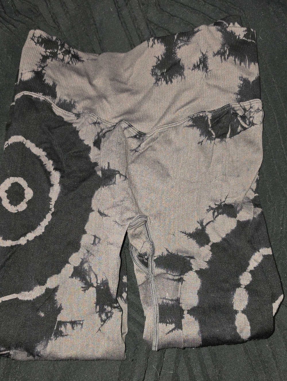 Tie-Dye High-Waist Women Leggings- Black & Gray